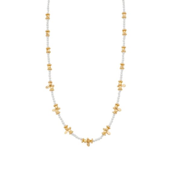 SHAANTI JEWELS  India 18kt Gold Plated Sterling Silver Pearl Beaded Necklace - Picture 1 of 2